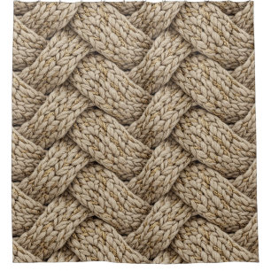 Geflochtene Stricktextur – Warmes Beige Duschvorhang