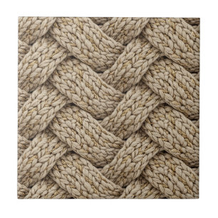 Geflochtene Stricktextur – Warmes Beige Fliese