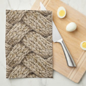 Geflochtene Stricktextur – Warmes Beige Geschirrtuch (Viertel Falte)