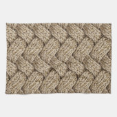 Geflochtene Stricktextur – Warmes Beige Geschirrtuch (Horizontal)