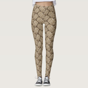 Geflochtene Stricktextur – Warmes Beige Leggings