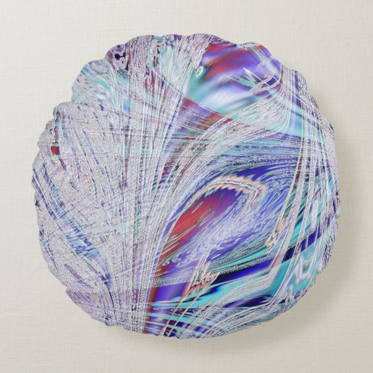 Geflochtene Vogelfedern Rundes Kissen (Vorderseite)