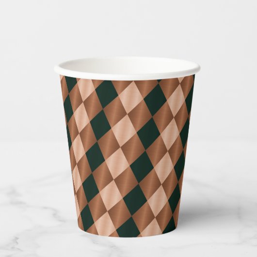 Geflochtenes Harlequin,Braunschwarz-PAPER-PARTY CU Pappbecher (Vorderseite)