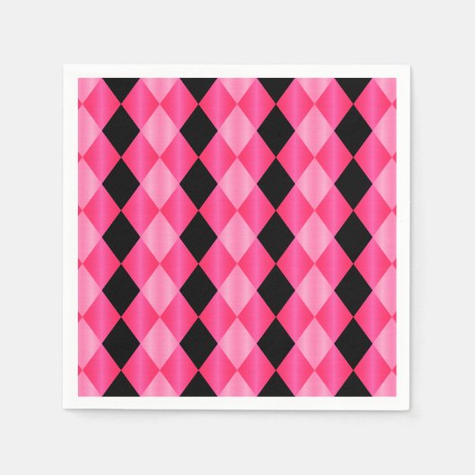 Geflochtenes Harlequin, Pink-Schwarz-PAPIER-PARTY  Serviette (Vorderseite)
