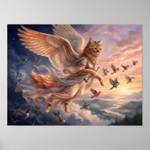 Geflückte Orange Tabby-Katze Lustige Tierkunst Poster