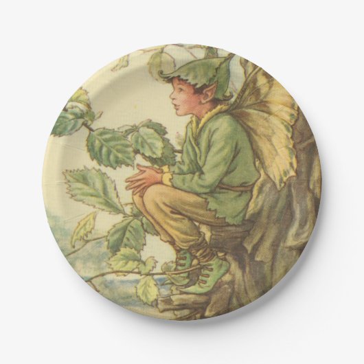 Geflügel-Elm-Fee in einem Baum Pappteller (Vorderseite)