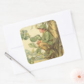 Geflügel-Elm-Fee in einem Baum Quadratischer Aufkleber (Umschlag)