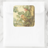 Geflügel-Elm-Fee in einem Baum Quadratischer Aufkleber (Tasche)