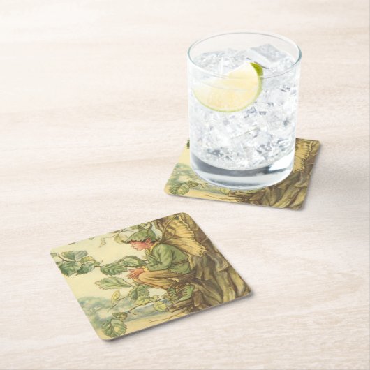 Geflügel-Elm-Fee in einem Baum Rechteckiger Pappuntersetzer (Vor Ort)