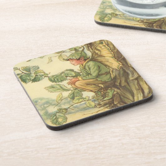 Geflügel-Elm-Fee in einem Baum Untersetzer (Linke Seite)