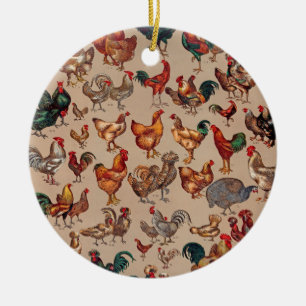 Geflügel Hahn Huhn Land vintage Kunst Keramik Ornament