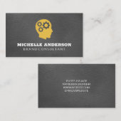 Geflügel im Kopfsymbol | Elegante Leder-Visitenkar Visitenkarte (Vorne/Hinten)