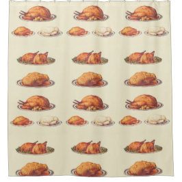 Geflügel: Rosthühner, Gänse, Roast Türkei Duschvorhang