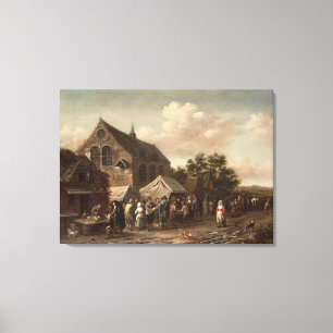 Geflügel vermarkten durch eine Kirche Leinwanddruck
