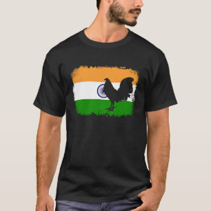 Geflügel-Vintage-Indien Indische Flagge Hahn Spiel T-Shirt