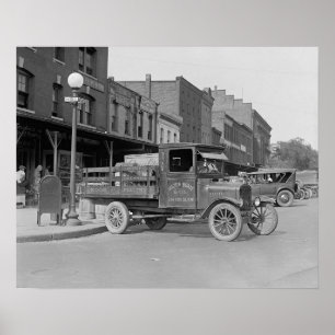 Geflügellieferwagen, 1926. Vintage-Foto Poster