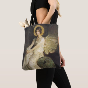 Geflügelte Figur, die auf einem Felsen sitzt von A Tasche