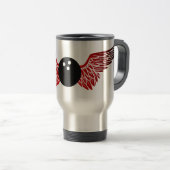 geflügelter Bowling Reisebecher (VorderseiteRechts)