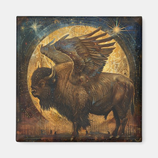 Geflügelter Büffelbisonmagnet Magnet (Vorne)