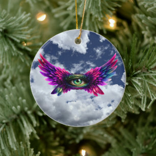 Geflügelter Schutzengel - Runde Intention Schlüsse Keramik Ornament