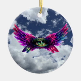 Geflügelter Schutzengel - Runde Intention Schlüsse Keramik Ornament
