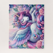 Geflügeltes Einhorn mit Blumen Puzzle (Vertikal)