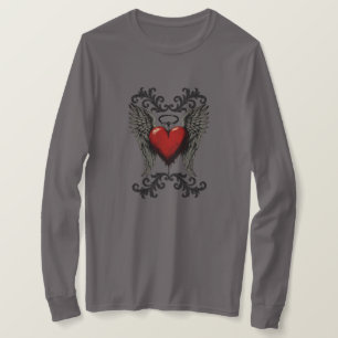 Geflügeltes Herz mit Heiligenschein – gothisches E T-Shirt