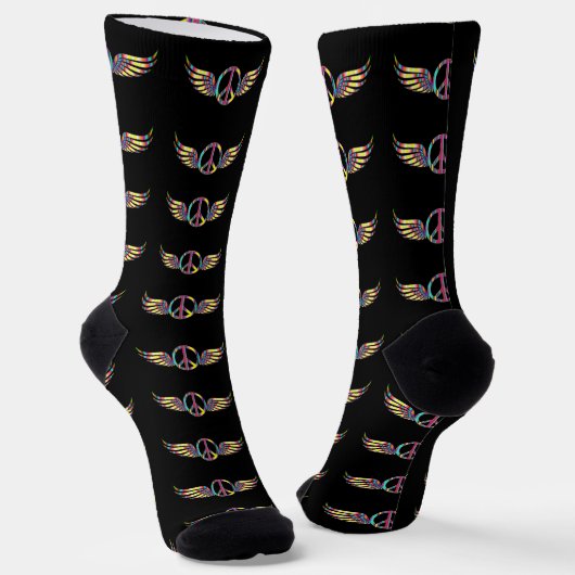 Geflügeltes Hippie-Friedenssymbol Thunder_Cove Socken (Gewinkelt)