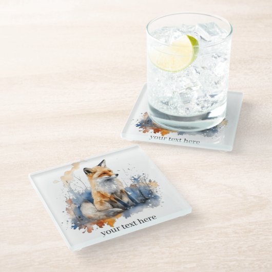 Geflüster des wilden Fuchses in Wasserfarbe, nach  Glasuntersetzer (Schrägansicht)