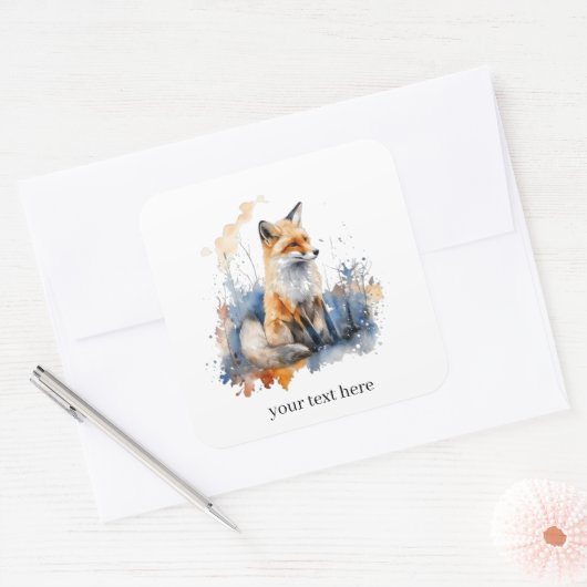 Geflüster des wilden Fuchses in Wasserfarbe, nach Quadratischer Aufkleber (Umschlag)