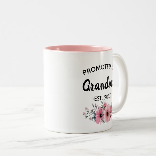 Gefördert zu Oma Floral Pink, 2025 Custom Chic Zweifarbige Tasse (VorderseiteRechts)