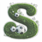 Geformter Grasbuchstabe mit Fußbällen Aufkleber (Vorderseite)