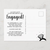 Gefragt Said Yes Name Verlobt RIng Foto Verlobung Ankündigungspostkarte (Rückseite)