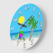 Gefrechtes türkisfarbenes Thema "Wall Clocks Beach Große Wanduhr (Winkel)