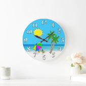 Gefrechtes türkisfarbenes Thema "Wall Clocks Beach Große Wanduhr (Zuhause)