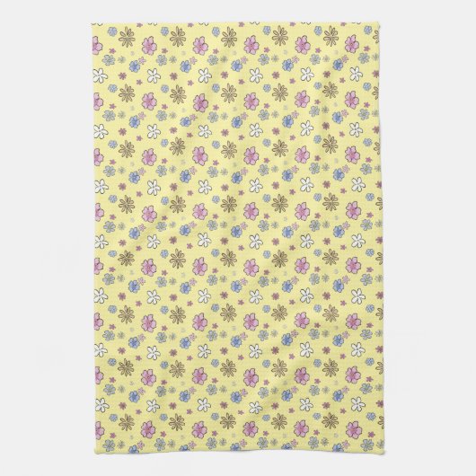 Gefreiter Whimsical Floral Yellow Spring Geschirrtuch (Vertikal)