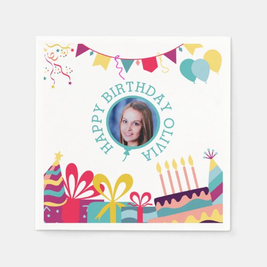 Gefreuter Text zum benutzerdefinierten Foto der Ge Serviette (Vorderseite)