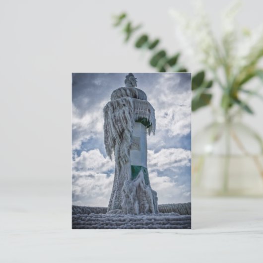 GefrierLeuchtturm an der Ostsee Postkarte (Stehend Vorderseite)