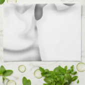 gefroren: Abstrakt, grau, weiß und schwarz Geschirrtuch (Gefaltet)