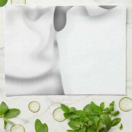 gefroren: Abstrakt, grau, weiß und schwarz Geschirrtuch (Gefaltet)