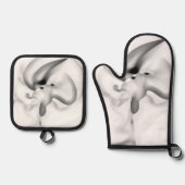 gefroren: Abstrakt, grau, weiß und schwarz Ofenhandschuh & Topflappen-Set (Vorderseite)
