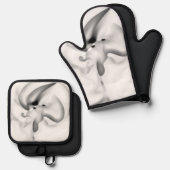 gefroren: Abstrakt, grau, weiß und schwarz Ofenhandschuh & Topflappen-Set (Vorderseite/Rückseite)