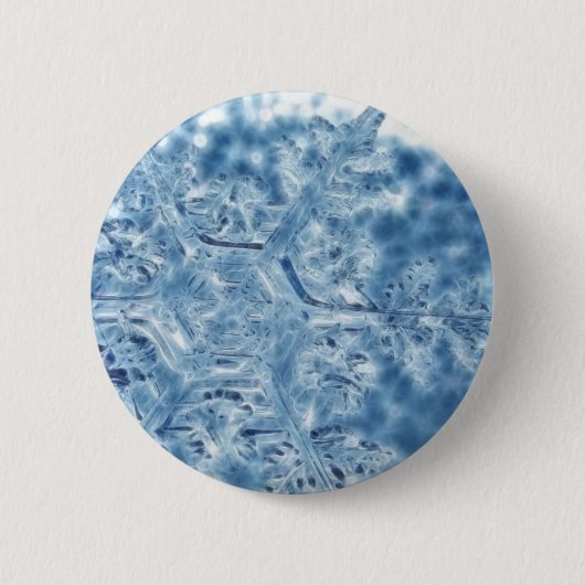 Gefrorene Eiskristall-Fraktal-Schneeflocke Button (Vorderseite)
