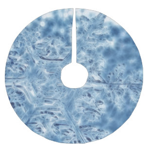 Gefrorene Eiskristall-Fraktal-Schneeflocke Polyester Weihnachtsbaumdecke