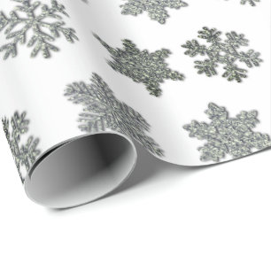 Gefrorene Kristallfrostsilber-Schneeflocken Geschenkpapier