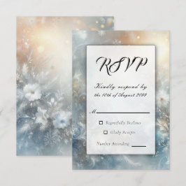 Gefrorene Petalen in einer Golden Winter Mist Hoch RSVP Karte