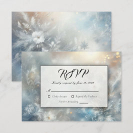 Gefrorene Petalen in einer Golden Winter Mist Hoch RSVP Karte