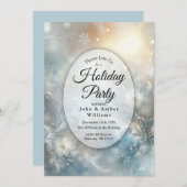 Gefrorene Petals in Golden Winter Mist Holiday Par Einladung (Vorne/Hinten)