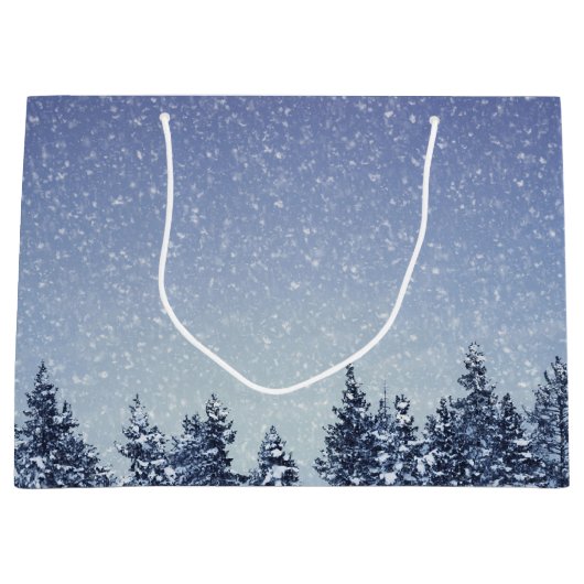 Gefrorene Schnee-Winter-Waldszene Große Geschenktüte (Vorderseite)