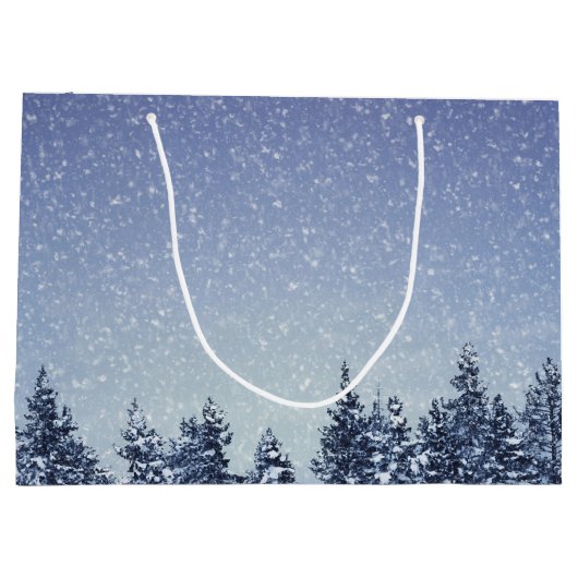 Gefrorene Schnee-Winter-Waldszene Große Geschenktüte (Rückseite)